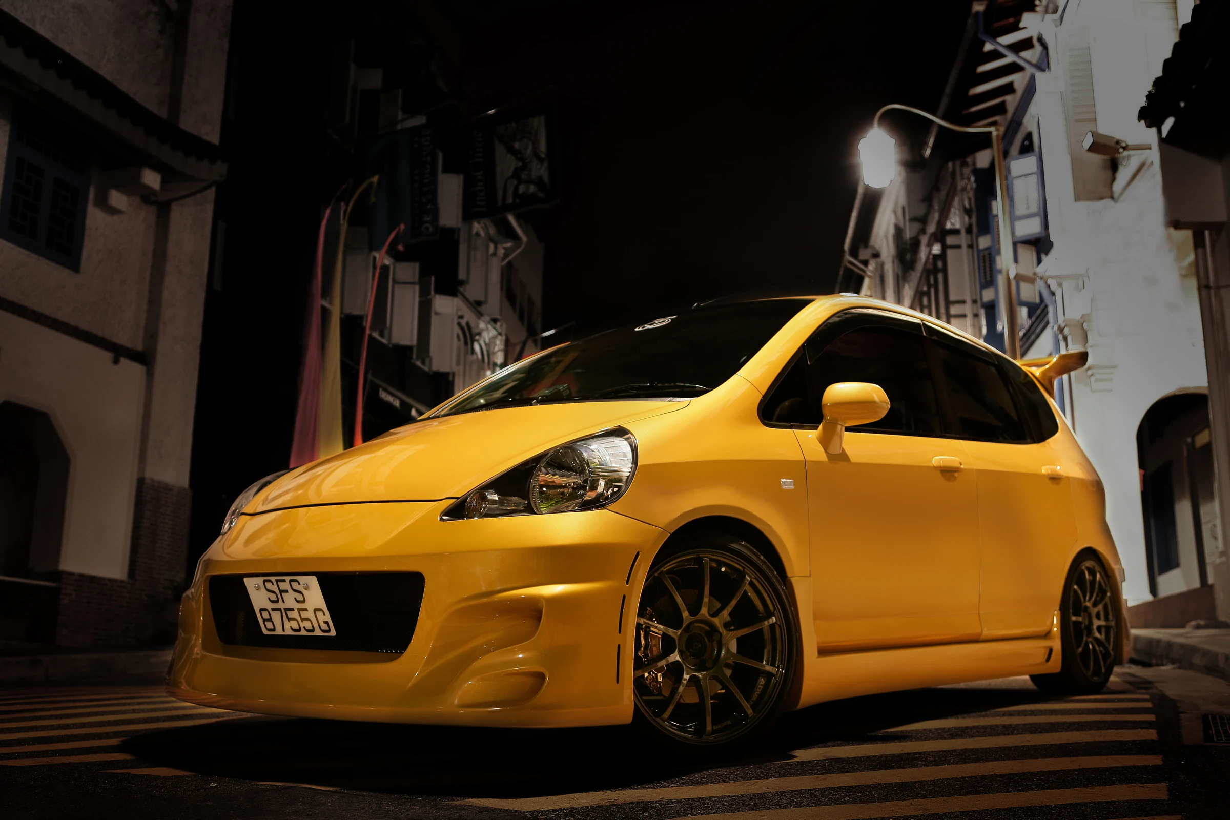 Car photographed at night in Singapore for a magazine editorial